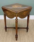 ROSEWOOD MARQUETRY & GILT METAL MOUNTED OCCASIONAL TABLE, drop flap top, simulated rosewood top-