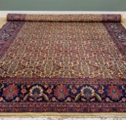 HAMADAN RUG, allover garden field, palmette border, guards, 295 x 364cmComments: end with two cuts