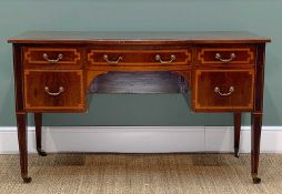 EDWARDIAN MAHOGANY & SATINWOOD CROSSBANDED DRESSING TABLE, fitted arrangement of 5 drawers, tapering