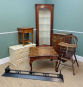 ASSORTED FURNISHINGS, including Windsor high chair, cast iron fender, Georgian style HiFi cabinet