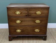 REGENCY MAHOGANY CHEST, reeded top above 2 shoirt & 2 graduated long drawers, bracket feet, 92.5w