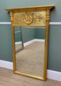 MODERN REGENCY-STYLE GILT PIER MIRROR, with classical roundel to frieze, 120 x 79cm