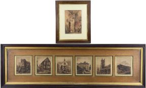 CHARLES BIRD (1856-1916) six etchings - Bits of Old Cardiff, including 'Cardiff Castle', 'Castle