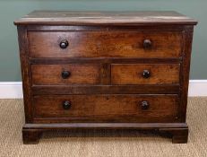 PROVINCIAL JOINED OAK CHEST, boarded moulded top above an unusual arrangement of four drawers,