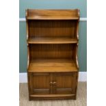 ERCOL 'OLD COLONIAL' ELM 476 WATERFALL BOOKCASE, 61w x 35d x 11cm h