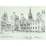 ‡ CHRIS GRIFFIN monoprint - entitled 'Cardiff Castle: Welsh College of Music and Drama', dated 1971,