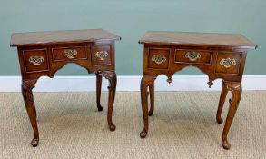 TWO GEORGE II STYLE LOWBOYS, one with burr elm top, both 27cm diam (2) Comments: one with varnish