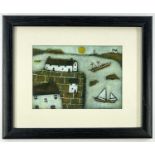 SUE MORGAN, acrylic on card - 'Two Boats at the Bay', inscribed on Attic Gallery label verso, 12 x