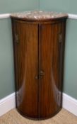 EARLY 19TH CENTURY MAHOGANY CORNER CUPBOARD, with later marble top, 52w x 100cm high