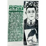 ‡ PAUL PETER PIECH, screenprint - Idris Davies, in two colours, portrait with poetry by Rhymney