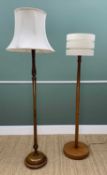 TWO TURNED WALNUT & TURNED TEAK STANDARD LAMPS (2)