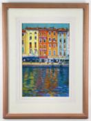 ‡ DAVID NAPP (b.1964) pastel - Maisons Sur le Quai, Sete, signed and dated '94, 47 x 30cm