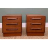 PAIR G-PLAN 'FRESCO' TEAK BEDSIDE CHESTS, each fitted three drawers, 48w x 45.5d x 52cm h (2)