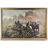HARRY PAYNE (1858-1927), oil on canvas - On the Way Home, a horse, cart & farmers on a farm path