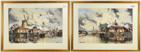 NORRIS FOWLER-WILLETT R.A. (1859-1924) watercolour - 'Middelburgh' and 'Nr Leylen', both signed with