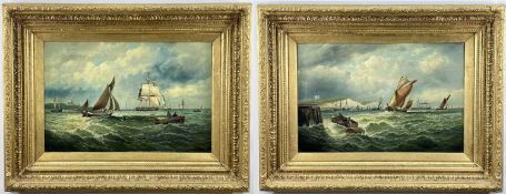 MANNER OF FREDERICK HAYNES (1860-1880) oil on canvas - busy shipping off Dover with sail-boats,