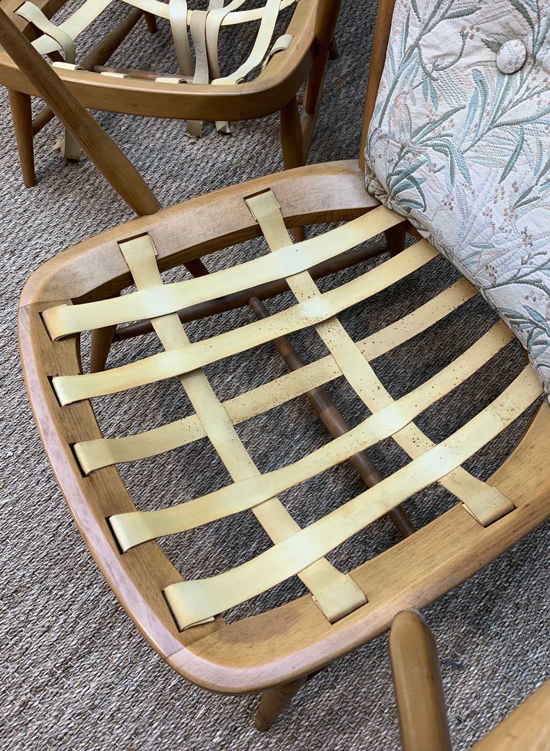 PAIR ERCOL LIGHT ELM '203' LOUNGE CHAIRS (2) Comments: foam severely degraded, coves with stains, - Image 6 of 7