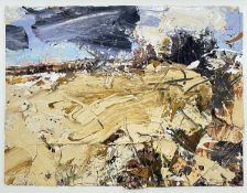 ‡ DAVID TRESS mixed media with oil and construction - entitled verso 'Looking at Fields (End of