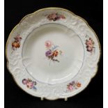 NANTGARW PORCELAIN SOUP DISH circa 1820-1823, of lobed form with typical c-scroll moulding, the
