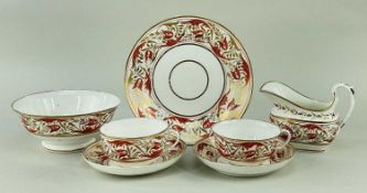 SWANSEA PORCELAIN PART TEA SET circa 1814-1826, comprising two teacups and saucer, bread plate, jug,