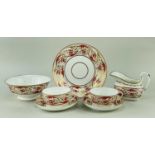 SWANSEA PORCELAIN PART TEA SET circa 1814-1826, comprising two teacups and saucer, bread plate, jug,