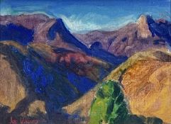 ‡ IVOR WILLIAMS oil on canvas laid to board - mountain landscape, signedDimensions: 22 x