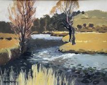 ‡ DONALD McINTYRE oil on board - entitled verso 'River Ogwen No.2', signedDimensions: 48 x