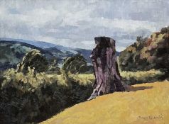 BRYN RICHARDS oil on board - landscape with tree-stump, signedDimensions: 32 x 42cms Provenance: