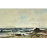 ‡ JOSEPH HUGHES CLAYTON watercolour - entitled verso 'South West Gale, Colwyn Bay',