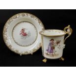 RARE SWANSEA PORCELAIN CABINET CUP & SAUCER circa 1814-1820, the cup of cylindrical form with