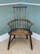 EARLY 19TH CENTURY WELSH STICK BACK CHAIR on splayed legs and with two-tier backDimensions: 94cms