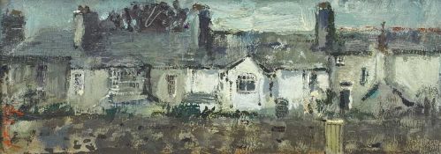 ‡ ANDREW DOUGLAS-FORBES acrylic on board - entitled verso 'The Back of Abbey Terrace', signed with