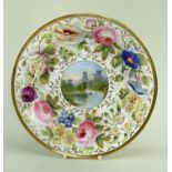 RARE SWANSEA PORCELAIN PLATE circa 1814-1822, London decorated with a wide continuous border of