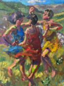 ‡ KEVIN SINNOTT large oil on canvas - entitled verso on Martin Tinney Gallery label 'Three Graces