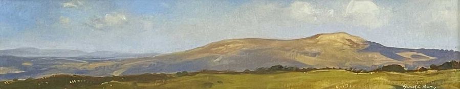 ‡ GARETH THOMAS gouache on paper - landscape, entitled verso 'Cefn Bryn from the Palm Cross',