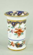 SWANSEA PORCELAIN SPILL VASE circa 1815-1817, cylindrical with everted rim and stepped foot,
