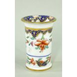 SWANSEA PORCELAIN SPILL VASE circa 1815-1817, cylindrical with everted rim and stepped foot,