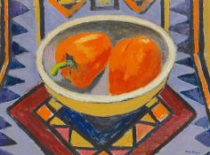 ‡ JOHN ELWYN oil on board - entitled verso 'Peppers', signed, dated verso 1982Dimensions: 29 x