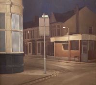 ‡ HARRY HOLLAND oil on canvas - Carlisle Street, Cardiff, signedDimensions: 90 x 100cmsProvenance: