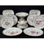 THIRTEEN-PIECE SWANSEA PORCELAIN DESSERT SERVICE circa 1815-1817, comprising twin-handled stem