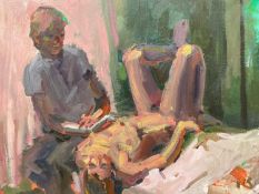 ‡ KEVIN SINNOTT oil on canvas - artist and model, entitled verso 'Still Life', dated 2007, signed