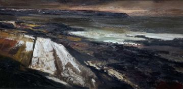 ‡ DONALD McINTYRE large oil on board - artist's handwritten title verso 'Winter, Port Eynon'