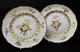 PAIR OF SWANSEA PORCELAIN PLATES circa 1815-1817, of lobed form and having typically moulded