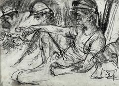 ‡ VALERIE GANZ pastel - miners reclining on work-break, signedDimensions: 20.5 x 28cmsProvenance: