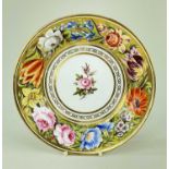 SWANSEA PORCELAIN MARQUIS OF ANGLESEY SERVICE PLATE circa 1815-1817, London decorated, the centre