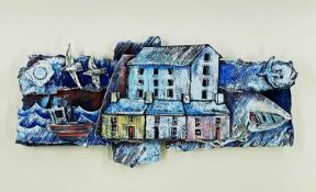 ‡ ANTHONY EVANS mixed media and construction - entitled verso 'Cei (Quay)', signed with