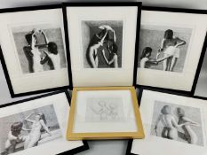 ‡ HARRY HOLLAND set of five artist proof monoprints - figures from the artist's 'Homage to
