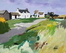 ‡ DONALD McINTYRE acrylic - entitled verso 'Farm, Pembrokeshire', signed with initialsDimensions: 35