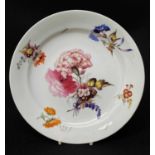 RARE SWANSEA PORCELAIN 'TRIDENT' PLATE circa 1817, painted with large spray of colourful flowers