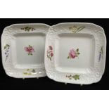PAIR OF SWANSEA PORCELAIN SQUARE DISHES circa 1814-1826, having typically moulded borders and